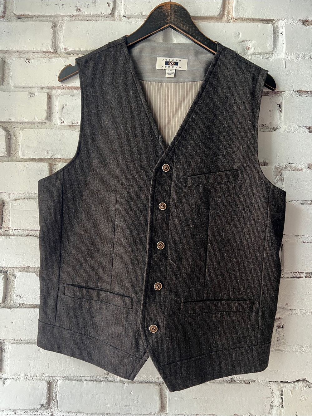 Joseph Abboud Dark brown grey Wool-Blend Vest